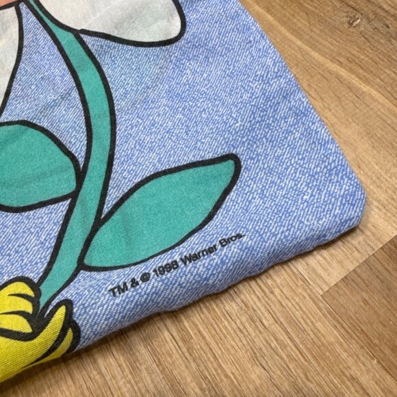 Vintage 90s Tweety Bird Twin Bedding Set 1998 Warner Bros Flat Sheet Fitted Pill - Picture 2 of 4